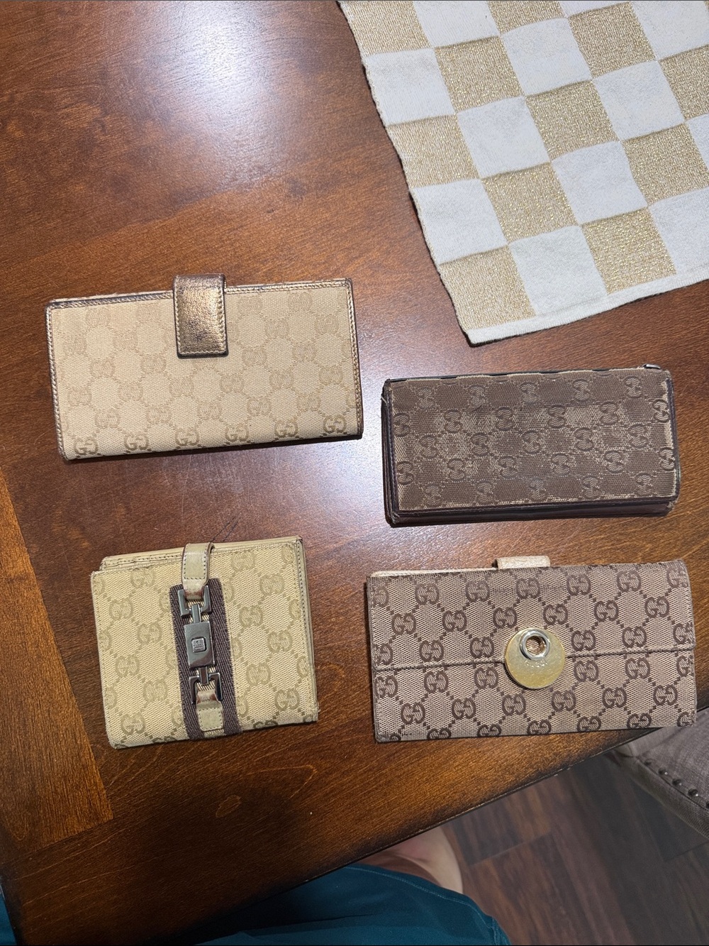 Gucci Beige and Brown Monogram Wallets AUTHENTIC